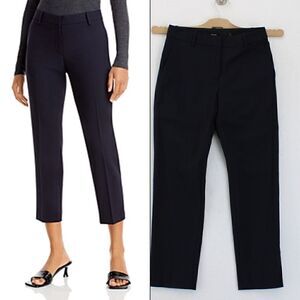 Theory Treeca Wool-Blend Cropped Pants in Dark Blue